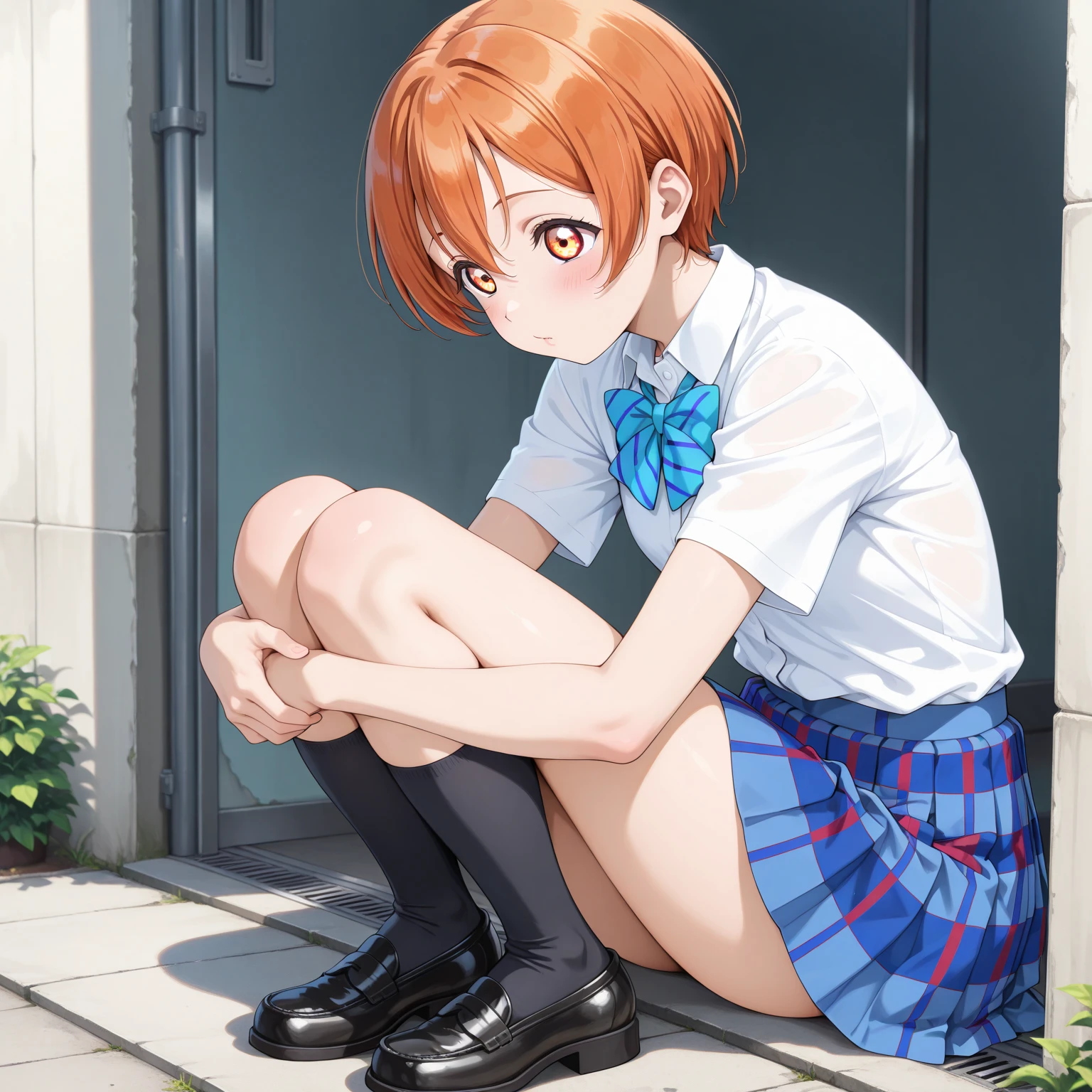 masterpiece, best quality, solo,1girl,looking at viewer,indoor,McDonaldâs,
McSumire,Black mini skirt、Put your hands inside your panties、Leg spread、A sultry expression、Spreading her legs and showing her panties、Sticking out tongue、White panties、Bring your crotch closer to the camera、Larger breasts、The front of the shirt is open, exposing the chest、She lifts her skirt to show off her white panties、Boldly flip up your skirt、Blushed expression、Embarrassed、Open your mouth wide、Very erotic pose