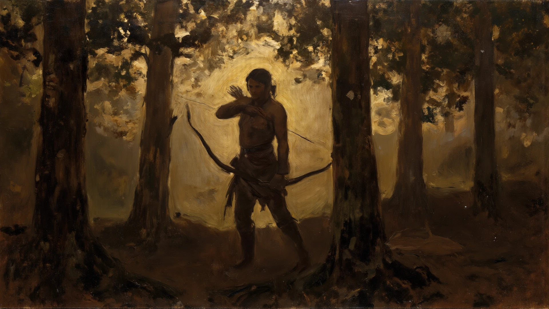painting of a man next to a tree with a sword, kuntilanak in bayan tree, Christian saint, st. sebastian's orthodox, ashoka tano, holes in a religious man, Neanderthal saint, by Dosso Dossi, saint, kuntilanak on the tree, myth of narcissus, raphaël