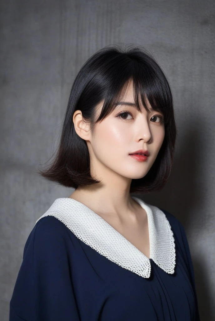 (((sexy crop dark blue flight attendant uniform with heels))) (((half body three girl foto))), detailed skin, ((asia white skin color)), detailed skin, big breasts, slim body, gigantic breasts, Slim Waist, 4K resolution,((pursed lips)) (((short hair BLACK wavy bangs thick hairstyle))) ((white skin)) ((extremely detailed face)) ((extremely detailed eyes))  (((sexy body pose)))  ((outdoor background at luxury plane, passangers etc)) (((looked on camera))) look camera, ((sixpack woman)) ((model posture)), face extremely detailed, full body color photo of a 22 y.o girl, beautiful face, beautiful eyes,  ((skin details, high texture)), hand fix, finger fix, nails fix, realistic hand wrinkles, realistic eyes, octane render, simetris eyes.