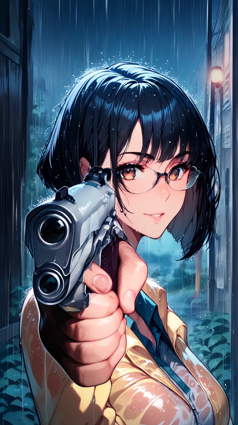 (masterpiece, best quality:1.2), solo, 1girl, dmc3lady, serious, towlauncher, telescope, tripod, kneeling, scar, heterochromia, shirt, plaid skirt, shorts under skirt, knee boots, necklace <lora:dmc3_lady-10:1> <lora:tow-concept-richy-v2:1>