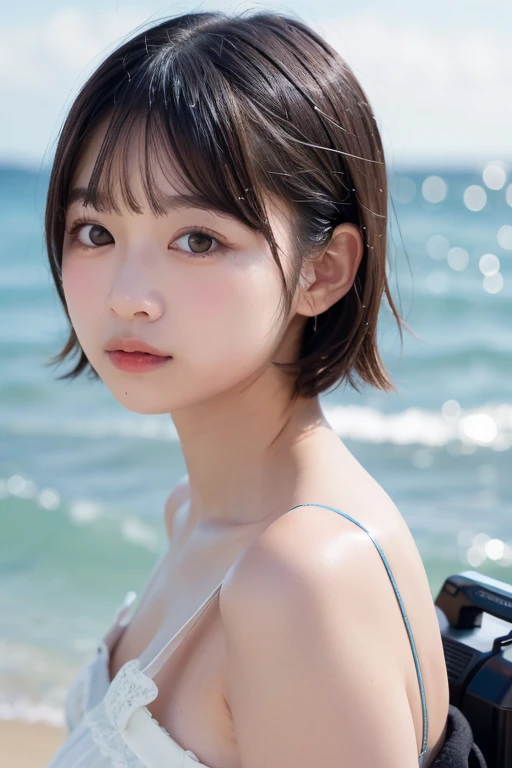 (8k、RAW Photos、highest quality、masterpiece:1.2)、(Realistic、Realistic)、1 Japanese girl、(((30 Years Old)))、(Short hair)、((Black Hair))、((Naked))、((Petite Woman))、(((Huge Breasts)))、skeletally correct、((small eyes))