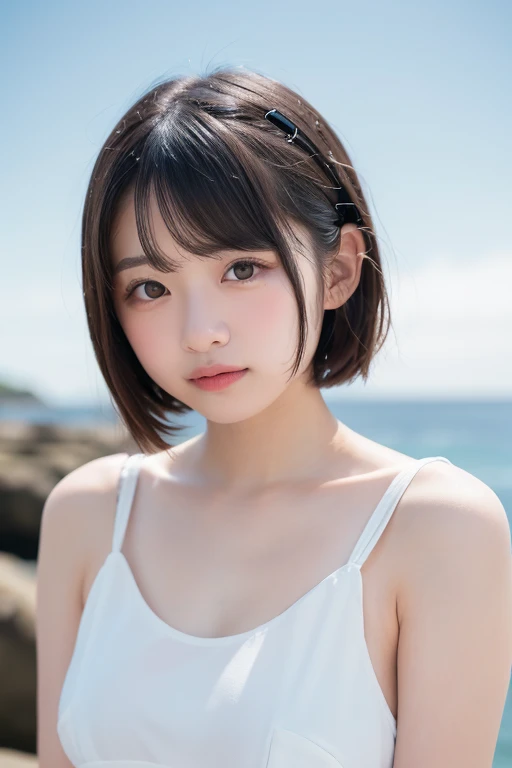 Best quality,raw photo , 19 years old Japanese female idol, from above , face focus , face closeup ,
selfie,lying on Ground, ((off-the-shoulder top , cold shoulder top , clavicle , bare shoulders ,breast cleavage ,))Short hair, bowl cut ,cute face ,edgy,droop ,clavicle,murky water , overflowing ,wet ,selfie, pale skin,on the beach, rain,night,