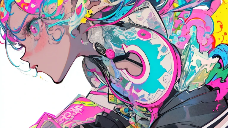 Neon Dreams, (masterpiece, best quality, ultra-detailed, highres, best illustration, perfect anime illustration), (best-quality:0.8), (serene emotionless expression:1.3), (background planets, orbs:1.3), (space, stars, nebulas, black holes, neutron stars, milky way, universe, particles:0.8), (glowing neon hair:1.3), omnipotent goddess, transcendent being, (looking at viewer:1.1), gigantic breasts, large breasts, solo, short, neon rim lighting, neon back lights, neon theme, neon futurism, bloom, shine, (PunkPunkAI colorful:1.2)