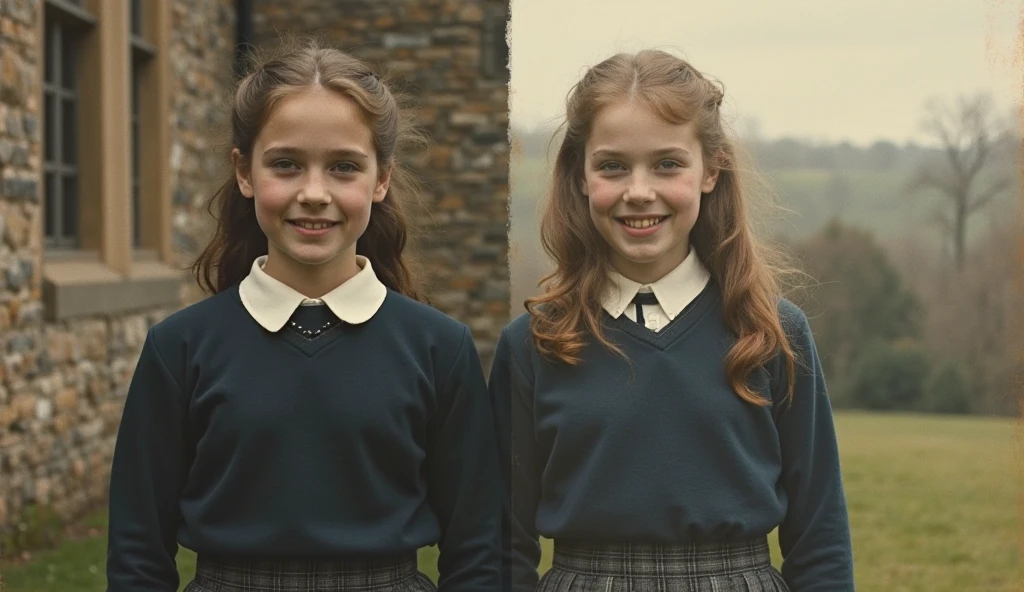 Young Draco Malfoy together with a red-haired girl, green eyes and freckles