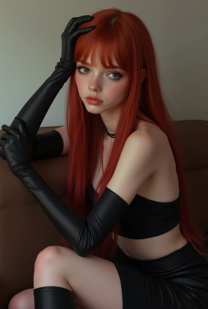 masterpiece, Ultra realistic, 16k, high quality, incredibly detailed, dream aesthetic, dream atmosphere, cinematic, work of art, (sharp focus: 1.5), (photorealistic: 1.3), featured (Beautiful goth Girl), pretty red-haired girl (charming seductress). cinematic, detailed, 16k sharp focus, realistic. Gorgeous. Seductive (evil). Natural red hair (realistic texture), illuminated silky and shiny hair, detailed hair (realistic), (natural). gorgeous detailed face (charming seductress). flushed cheekbones (Rosy cheeks), tanned skin , (white skin) alabaster skin that seems to glow ethereally. Her attire is goth. Voluptuous form. Turquoise blue eyes (evil eyes look). A symmetrical face ::2 goth clothes + trending on artstation + fantasy art + realistic cloth + fractals in the background, flowing hair --aspect 9:21 --uplight his otherworldly beauty. realistic skin texture, pale-white skin illuminated. realistic perfect shading. absurdres, realistic textures. solo, alone, 1girl. looking at viewer. female muscular body, toned body, defined muscles. Large natural breasts, cleavage. pantyhose, queen of darkness (black) dress (realistic texture). In Different positions at different angles. Day background. unbelievably real, best quality, Photorealistic.