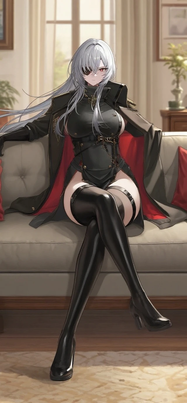 (slanted eye),(Best Quality, 4K, 8K, hight resolution, masutepiece:1.2), Ultra-detailed, (Realistic, Photorealistic, Photorealsitic:1.37), Mature Woman, Adult Woman, notre dame, masutepiece, Highest Quality, Ultra-fine, max resolution, Extremely detailed, In the bedroom, Beautiful skins, ((military outfits)),Extremely sexy, Big breasts, White panties, thong,Blushing, Crotch, Seductive thighs,Cameltoe,a miniskirt,(white hair),Sitting on the bed,