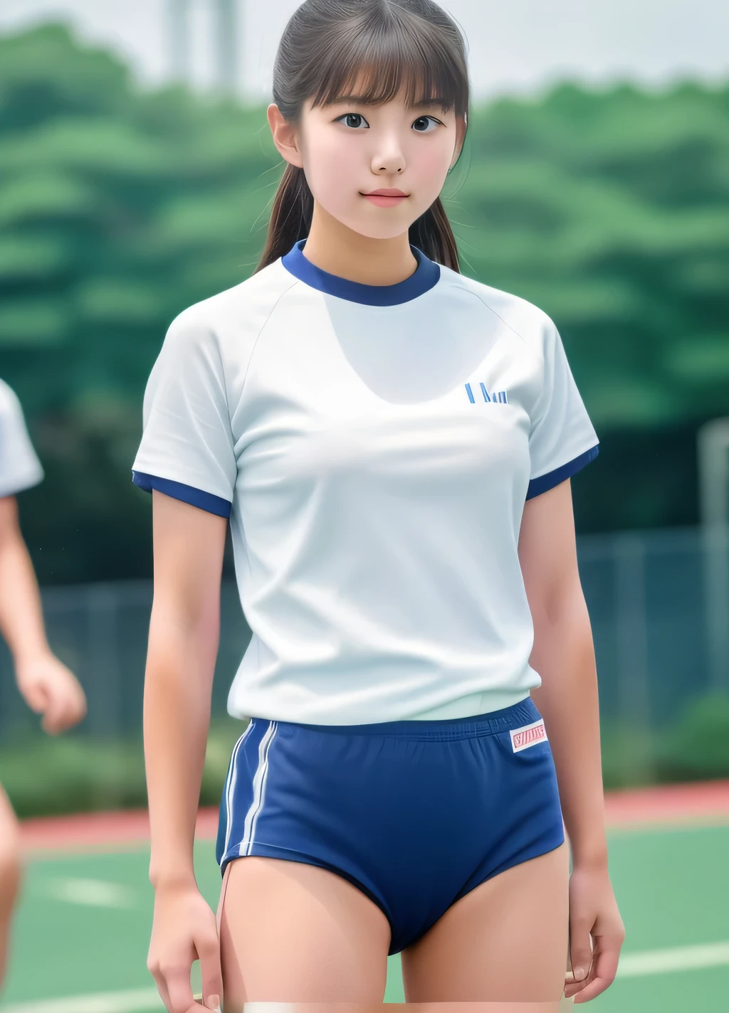 Baby Face、cute、Track and field uniforms、severe sunburn、Abdominal muscley body is wet with sweat、Spread your legs、Stick out your crotch