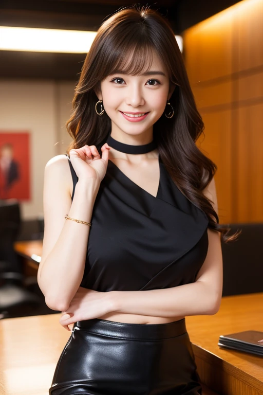(((night bar:1.3, indoor, Photographed from the front))), ((long hair:1.3, suit,japanese woman,smile, cute)), (clean, natural makeup), (highest quality, masterpiece:1.3, 超High resolution), (Super detailed, caustics), (realistic:1.4, RAW shooting), very detailed, High resolution, 16K resolution, sleeveless:1.5,
