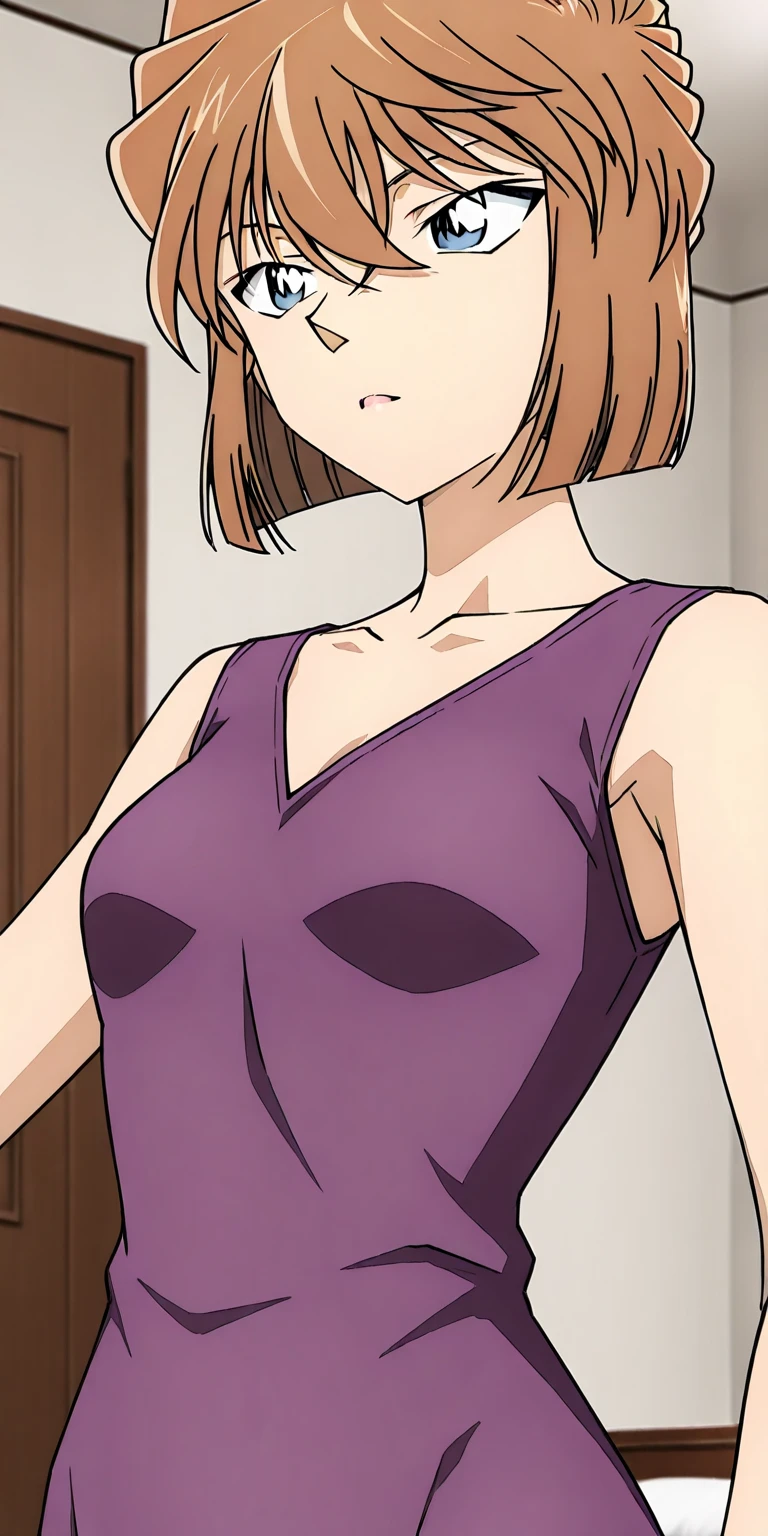 、(masterpiece、Highest quality)、Highest quality, Ultra-high resolution, (((masterpiece))), alone, Sweat、Big eyes, Composition from the front、Shortcuts、Embarrassed face、Bronze colored hair、Cut the back hair short、Bathroom、Shower scene、 Expose、Completely naked、pubic hair、belly button、Large areola、Nipples、short hair