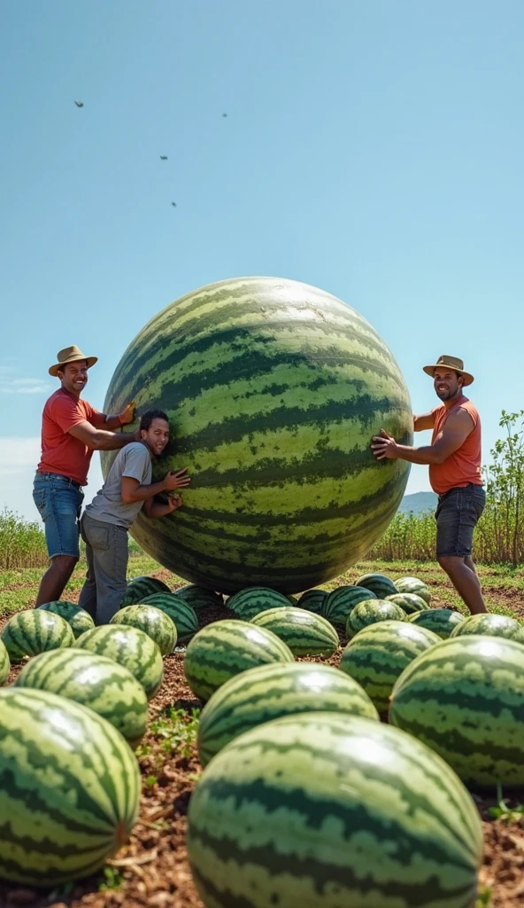 A watermelon and a melon fighting 