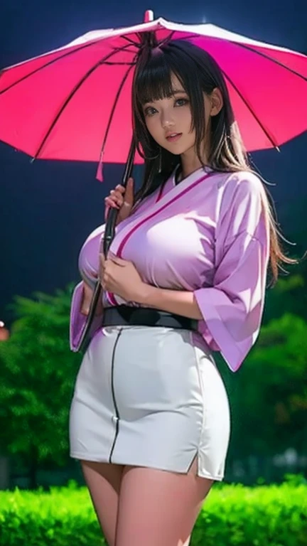(((highest quality: 1.4))),(an unprecedented masterpiece in the world), (ultra high resolution),(Ultra-realistic 8K computer graphics, Rear view of the camera), official art、 (((adult body, Super huge, extremely gigantic , showing cleavage))), (((1 girl in))), ((( Bob Shorthair ))), Punk girl with perfect body, kimono with many belts, buckles and zippers,Beautiful and well-groomed face,Unusual makeup,Detailed Punk Fashion,detailed kimono, (Head-to-hip image),((Platinum white Bob Shorthair )), Harajuku hooded kimono, Simon Beasley's Urban Wild Style,Detailed Tokyo street background,Clean press, Complex graphics, dark pink with white stars and grey-white stripes and poisonous tattoos )), piercing, cherry blossoms fluttering in the wind 