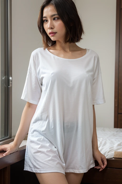 Browsing Caution, ((In the bedroom)), (8K、RAW Photos、Highest quality、masterpiece:1.2)、(Realistic、Realistic)、smile、1 Girl、((good、panties、Thin legs、whole body、please sit down))、Shooting from below、Beautiful and delicate eyes、 View your viewers、Secretly photographing underwear、黒いpantiesー:1.8))