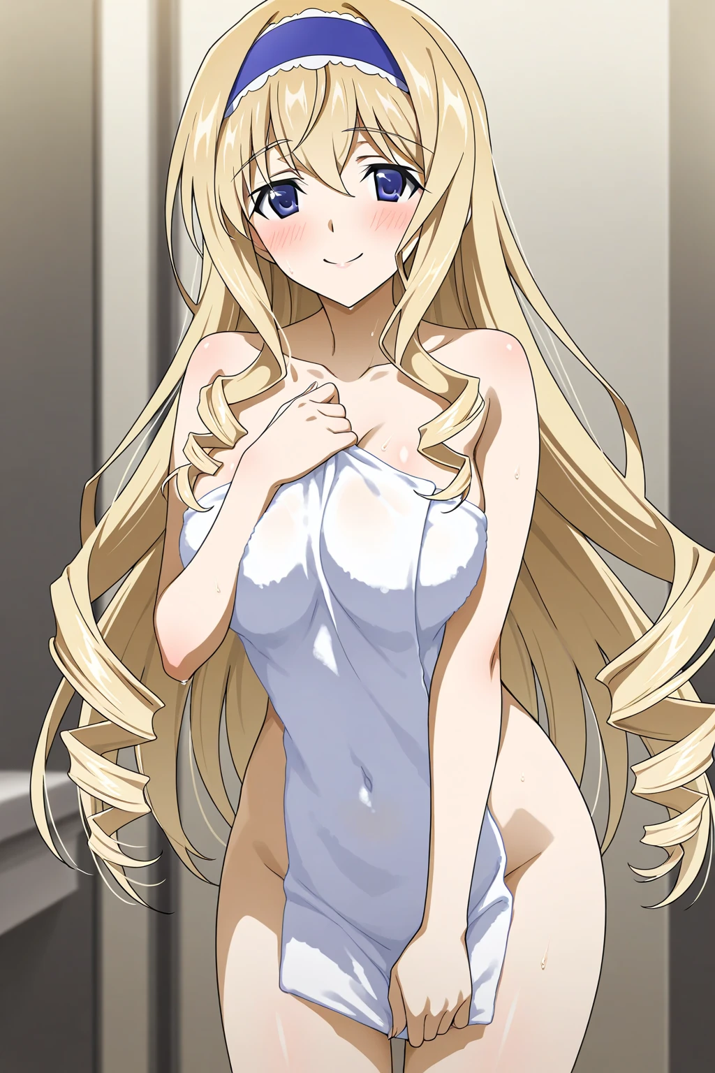 masterpiece,Highest quality,1girl,alone,blonde hair,long hair,straight hair,blue eyes,prostitute,brothel,sad smile,
