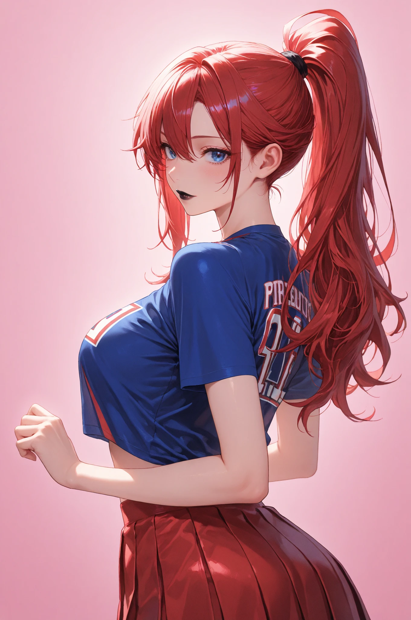 Large boobs anime girl with big ass wearing a t shirt printed gunjan