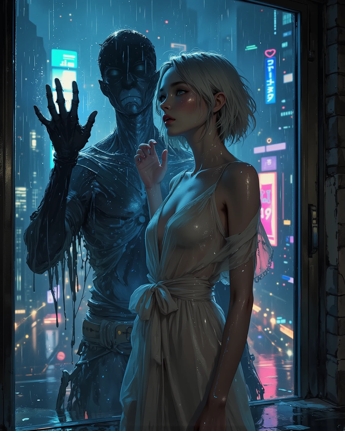 <lora:zombie_v1.3:1> 1girl, scared, wide-eyed, shock, barely clothed, torn clothes, dress, multiple boys, zombie, motion blur, looking back, looking over his shoulder,
, highres, shadows, masterpiece, best_quality, ultra_detailed, 8k, extremely_clear, absurdres, photograph, Portfolio piece, beautiful artwork, sharp focus, hdr,