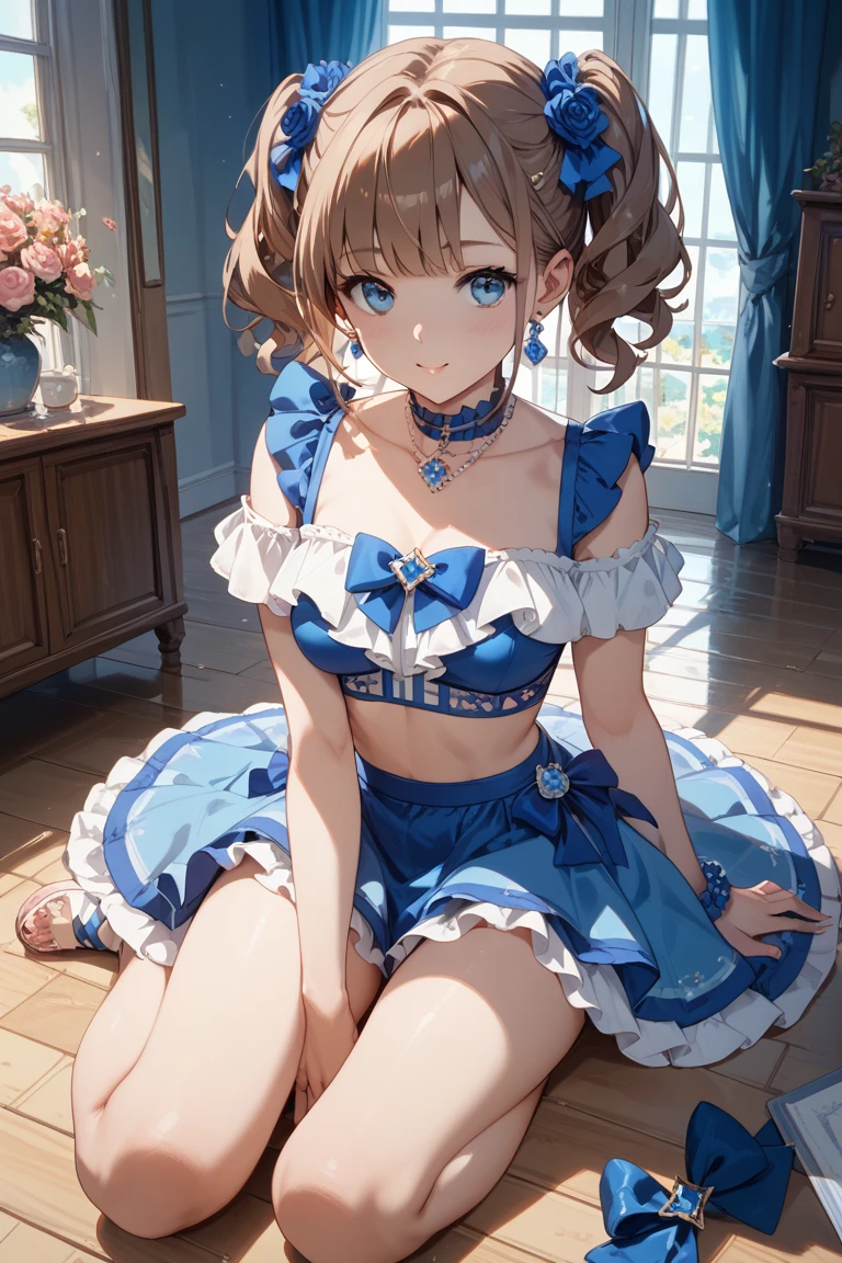 Delicate Composition, hyper detailed, best quality, blurry foreground, dynamic view, 1 girl, (seductive smile:0.6), solo, large breasts, hair in takes, beautiful detailed garden, fluttered detailed petal, grow, bunny ears, detached collar, strapless leotard, wrist cuffs, fishnet tights, kinomoto sakura, standing, curtsey