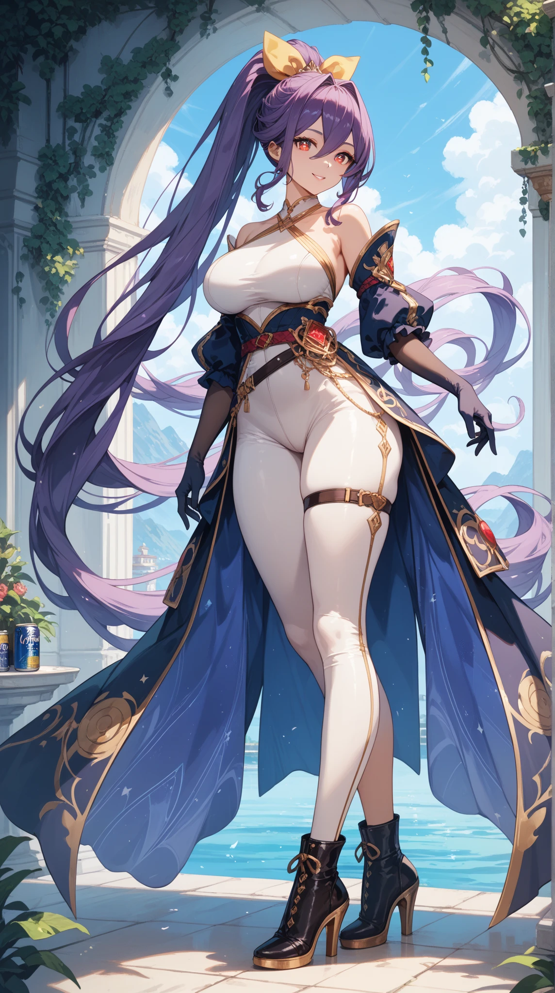 ((1girl, solo)), raiden shogun, beautiful body, (perfect anatomy, perfect body, perfect hands, perfect legs), natural proportions, sexy body, large breasts BREAK
((extremely detailed face)), purple eyes, (beautiful detailed eyes:1.6), (realistic pupils, realistic iris:1), expressive eyes, looking at viewer, (clear eyes:1.3), (hyperrealistic:1.2), (detailed skin texture:1.2), smooth skin, purple hair, long hair, (detailed lips:1.2), (attractive lips:1.1), (glossy lips:1.1), smile, perfect face, perfect eyes BREAK
(masterpiece:1.5), anime-style, top quality, best quality, (beautiful and aesthetic:1.2), (ultra detail:1.5), Ultra-detailed depiction, Ultra-precise depiction, extremely detailed 8k illustration, high resolution, (highly detailed shading:1.2), (realistic lighting:1.4), perfect lighting, vibrant colors, dynamic tones, striking hues, 8k, absurd resolution, perfect shadows, hdr, UHD, ambient lighting, realistic, ultra-realistic, photo realistic, highly detailed, rich detail, luminous colors, fine texture, intricate design, professional illustration, (soft light:1.2), (illustration:0.7)
