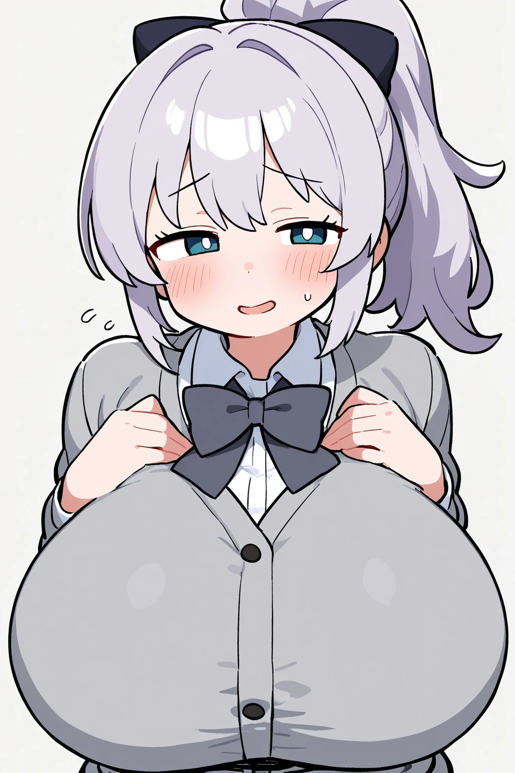 Ahegao((masterpiece)), (best quality), beautiful, extremely detailed face,((expressionless)),((cold attitude)),((tsurime)),((tareme)),breasts,((Mature female)),((shenhe, smile, bangs, (big breasts:1.2), (white eyes:1.2), braid, white hair, braided ponytail, ringed eyes, shirt, long sleeves, white shirt, necktie, collared shirt, pants, black pants, formal, suit, black necktie, shirt tucked in, office lady, NSFW, Sex, 1boy, cum on, moaning, Text Bubbles