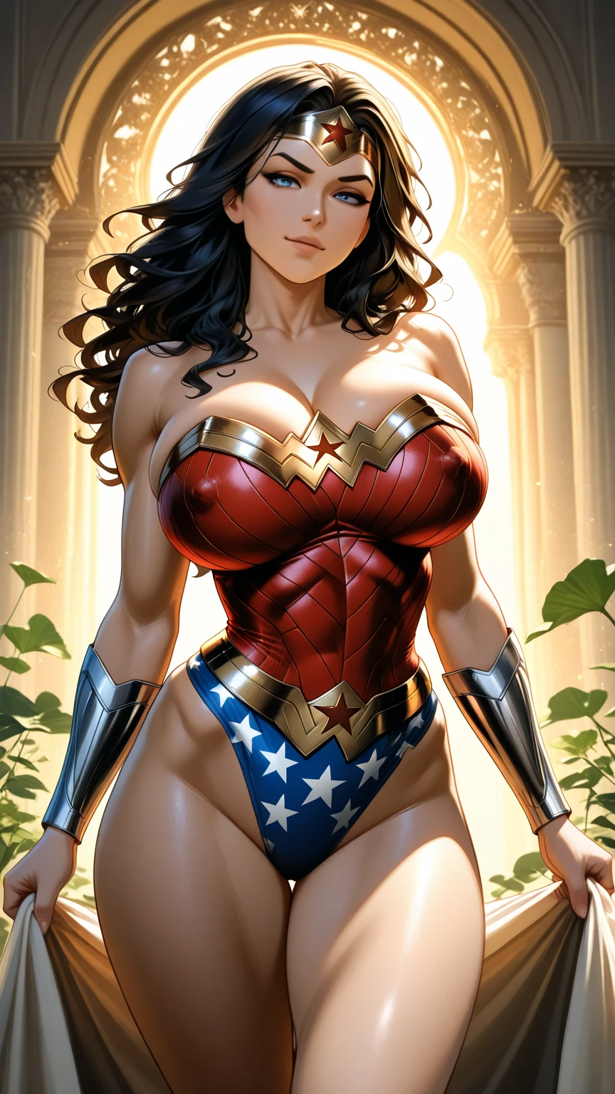 (best quality,4k,8k,highres,masterpiece:1.2),ultra-detailed,(realistic,photorealistic,photo-realistic:1.37),portrait, Alexandra Daddario
,beautiful detailed eyes,beautiful detailed lips,extremely detailed face,long eyelashes, sexy,soft lighting,subtle background,professional photography,vivid colors full body, kidnapped by a fan, blushing face () full body (wet body) (seductive look) (ready to have sex) (just out of the shower) (wonder woman new 52)