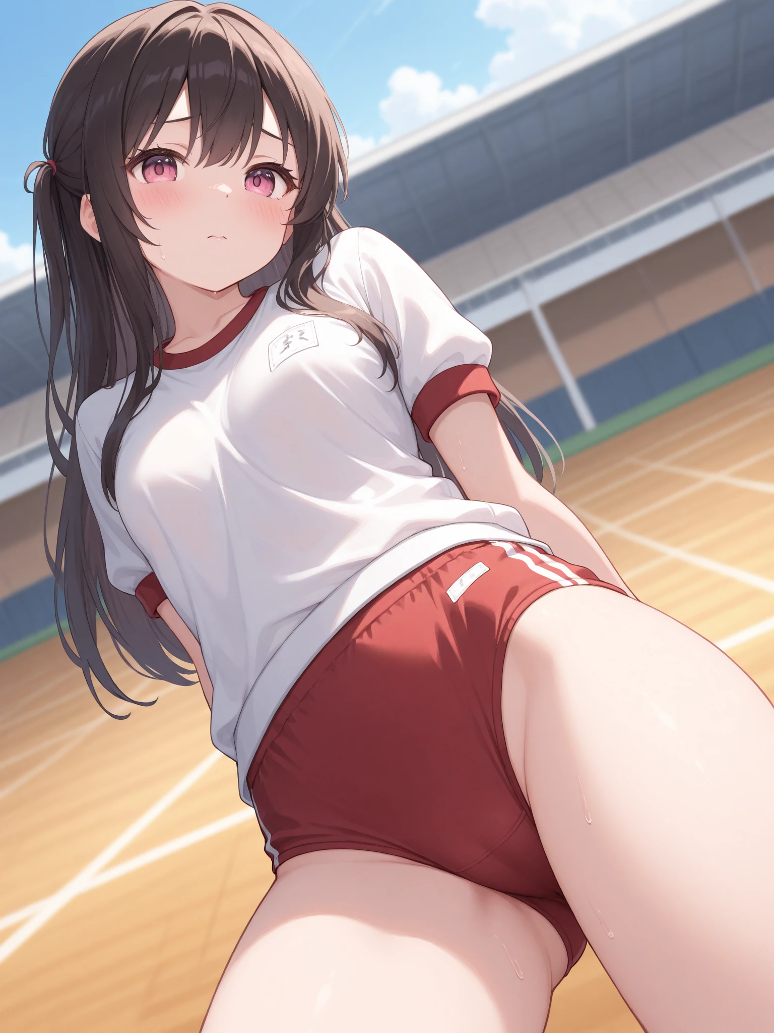 Misaka Mikoto　Wet with sweat all over the body　Volleyball Uniforms　Bloomers　Volleyball Court