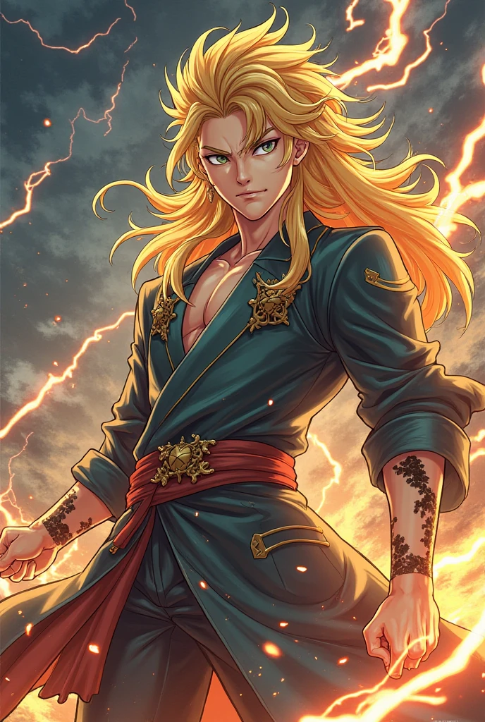 Highest quality, masterpiece, Ultra-high resolution,Detailed Background,alone,Chris Hemsworth,Blonde,Blue Eyes,Long Hair,(loincloth)