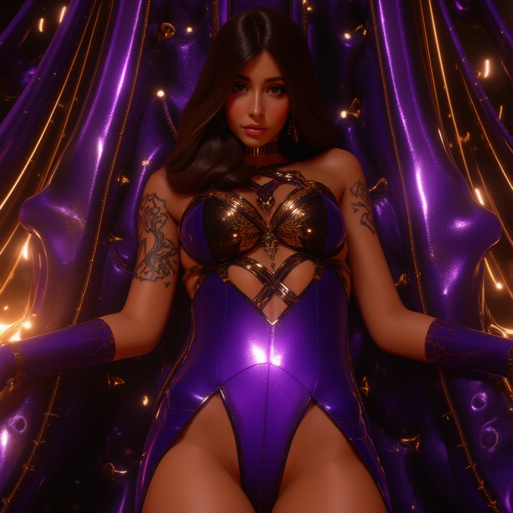 An ultra-realistic and ultra-detailed, Extra- Vibrant, (Legendary Vivid Neon Multicolored Psychedelic Masterpiece), ((It Is RAINING Outside)), ((full body portrait)), (Dynamic Angle), best quality, (Angled View), 1girl, She is a Gorgeous Caucasian lady, ringed silver eyes, Calm, thin body, slim waist, small breasts, (bare legs), Awesome Black Hair, a confident smile, beautiful, dramatic, (Multitude Of Stars), Rain Is Falling, ((an ultra-detailed background)), (beautiful eyes and face), highest possible resolution, 8k UHD, perfect anatomy, perfect fingers, Highly detailed scenery, Highly detailed background, perspective, depth of field, atmospheric