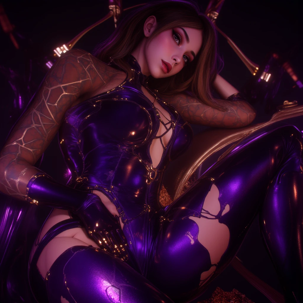 Detailed shiny skin、(realisitic、Photorealsitic:1.4),8K HDR, (The battle of two beauties:1.3), ​masterpiece, (SF Wrestling Suit:1.2),Movie angle,电影灯光, (Beautiful face drawn in detail:1.7),s ass、buttle、Fall alone