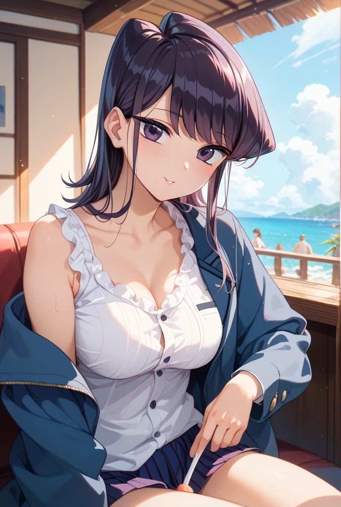 nonsensei,jeans,Big Breasts,Blue swimsuit for the upper body only,