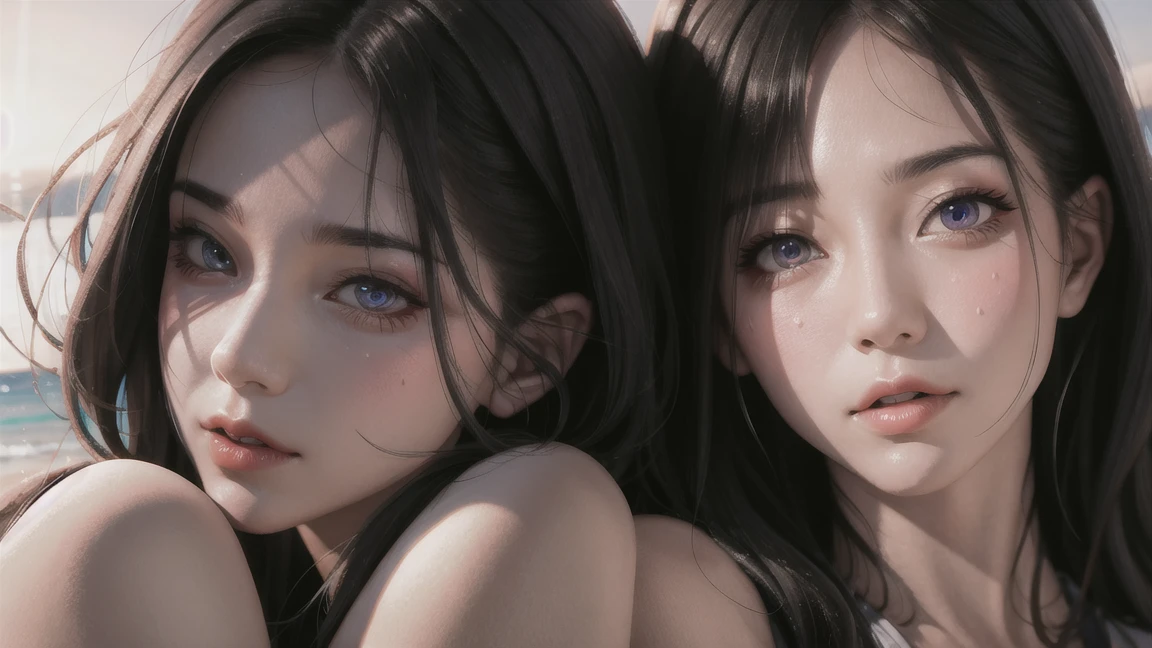 nsfw, masterpiece, best quality, ultra detailed, ((three mature beautiful lesbian women, caress each other)), A shy look, Half-open mouth, Bare skin glistening with sweat, bra and panties, in the forest, close-up to face, Portrait, 