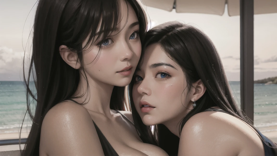An arafi woman wearing a bikini sitting on a bed in front of a painting, reluvy5213, wearing two - piece swimsuit, Young Pretty Gravure Idol, Young Gravure Idol, sakimichan, bikini model, chiho, in bikini, attire: bikini of, 1Woman of Man性、 Look at the viewer, Her upper body, Her beautiful blue eyes, Plump and glossy lips, Heart-shaped choker, stealth、Ninja Black Costume、Black mask、Looking at the viewer, smiling at the viewer. .. .. .. .. .. .. .. .. .. .. .. .. .. .. .. .. .. .. .. .. .. .. .. .. .. .. .. .. .. .. .. .. .. .. .. .。.。.。.。.。.。.。.。.。.。.。.。.。.。.。.。.。.。.。.。.。.。.。.。.。.。.。.。.。.。.。.。.。.。.。.。.。.。.。.。.。.。.。.。.。.。.。., cyberpunk style short clothes, 8K, Detailed skin texture, beautifull detailed face, Intricate details, Female ninja、Kunoichi、Ninja Outfit, morning landscape edge lighting, Side lighting, Cinematic lighting, Ultra high definition, 8K UHD, Film grain, Best Shadows, Facing the viewer, １Woman of Man、(Photorealistic quality, Fidelity 1.9, Ultra high precision CG unified 8K wallpaper)、top-quality、超A high resolution、Raw photo、(Authentic skin texture:1.3)、large boob、breastsout、Wavy blonde black hair、Picture-perfect face、((Perfect female body))、Beautiful expression、beauitful face、Seductive look、beautidful eyes、T-Pack、thighs thighs thighs thighs、s ass、Turned、、upturned ass、Show me your sloping buttocks、upturned ass、Stick your big butt out towards the viewer、Show me your ass、appeal to the viewer、Show your audience your breasts、(Immersive atmosphere、Chiaroscuro:1.5、brightened light:1.2、) 、(red blush:0.5)、realisitic:1.3、longshot、(ambient lights:1.3)、Blue Sea、blue open sky、White sandy beach、Beautiful sea、Amazing smile、Cute smile、Laughing