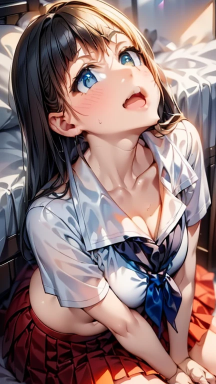 nsfw,vaginal penis,((1man and 1woman,POV,having sex:1.5)),standing sex,((perfect anatomy,realistic:1.3,RAW Photography:1.3,masterpiece、highest quality、Ultra - High resolution、High resolution、Highly detailed CG、8K)),cowboy shot,1 female,solo,Turn your body to the viewer、High school girl swordsman、18 year old beautiful girl,Japanese,(((beautiful detailed face and eyes:1.3,big gorgeous eyes:1.5,gray eyes,shy,tears))),black hair,long bob hair,(center parted hair,forehead),(medium breasts,slender body,small head:1.3,skinny),((oily skin)),(gleaming skin,shiny skin,sweat:1.5),(White collared shirt、Short sleeve、open clothes,nipples,navel、Bare legs、Sheer clothing,vagina,bottomless),standing,spread legs:1.5,arms up,Back Alley、at night、moonlight、Tokyo、