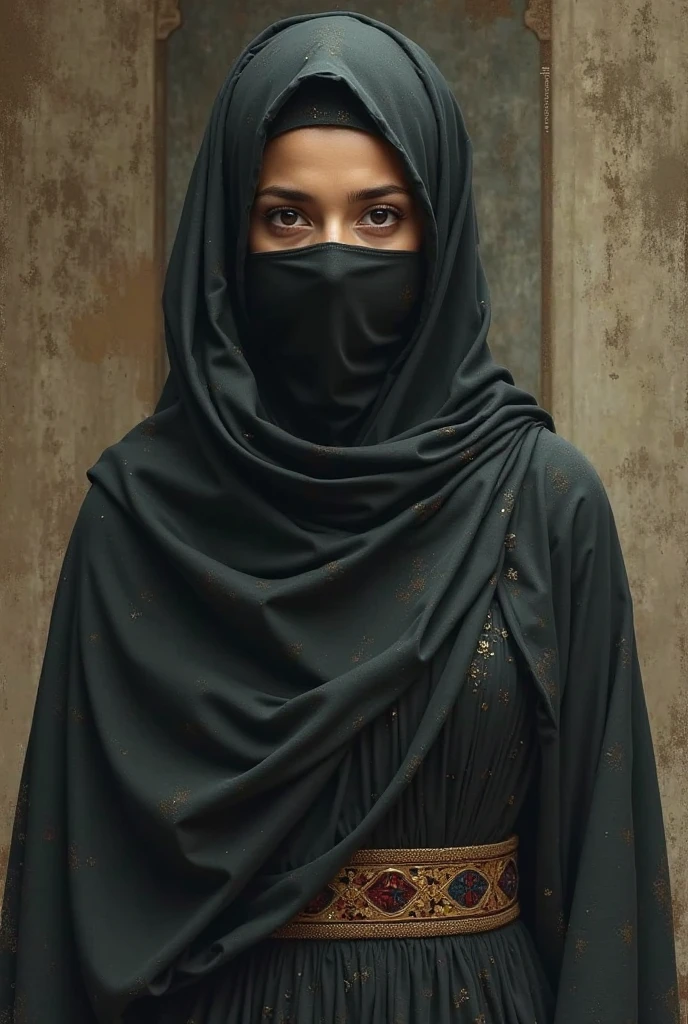 Irani girl chadar, , , abaya hairs hide , face hide , full body cover with black aba, , back groud , heaven