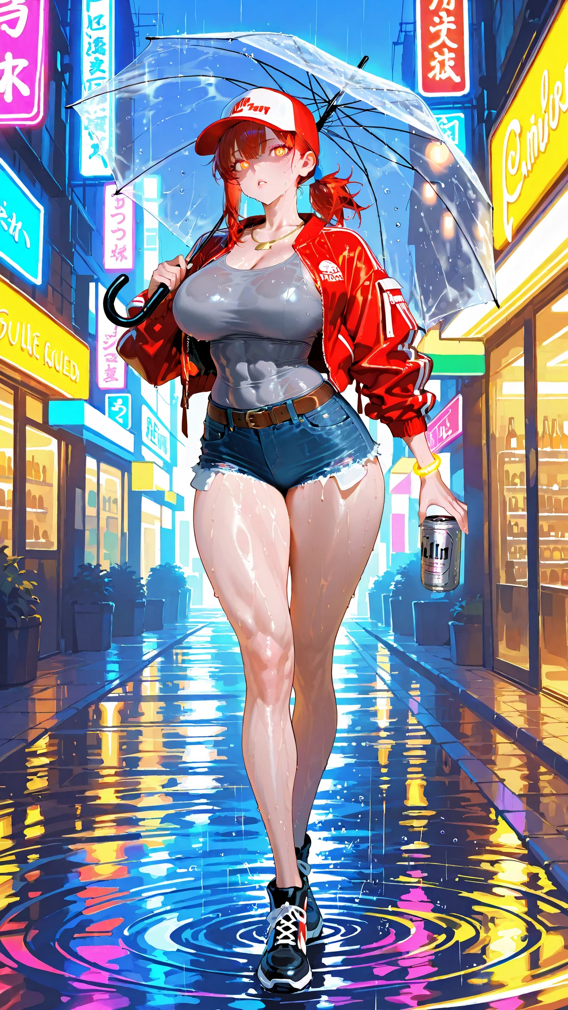 (best quality),(highly detailed),masterpiece,detailed face,beautiful face,(detailed eyes, deep eyes),full body,very long hair,earrings,(grin:0.9),navel,pink elbow gloves,pink thighboots,breasts,necklace,earrings,side ponytail,jewelry,earrings,(nude),(exposed clitoris),(clitoris),(pussy),(bottomless),thighhighs,mlptwilight,ponytail,exposed breasts,pink stockings,1girl,solo,spread pussy,blush,evening,<lora:mlp_fluttershy-11:0.8>,mlpfluttershy,walking,city,city lights,cityscape,road,sidewalk,wet,rain,cloudy sky,wet hair,dripping,looking_at_viewer,lace,highres,absurdres,huge filesize,colorful,close-up,public indecency,public nudity,pussy juice,lipstick,mole,green eyes,shopping,