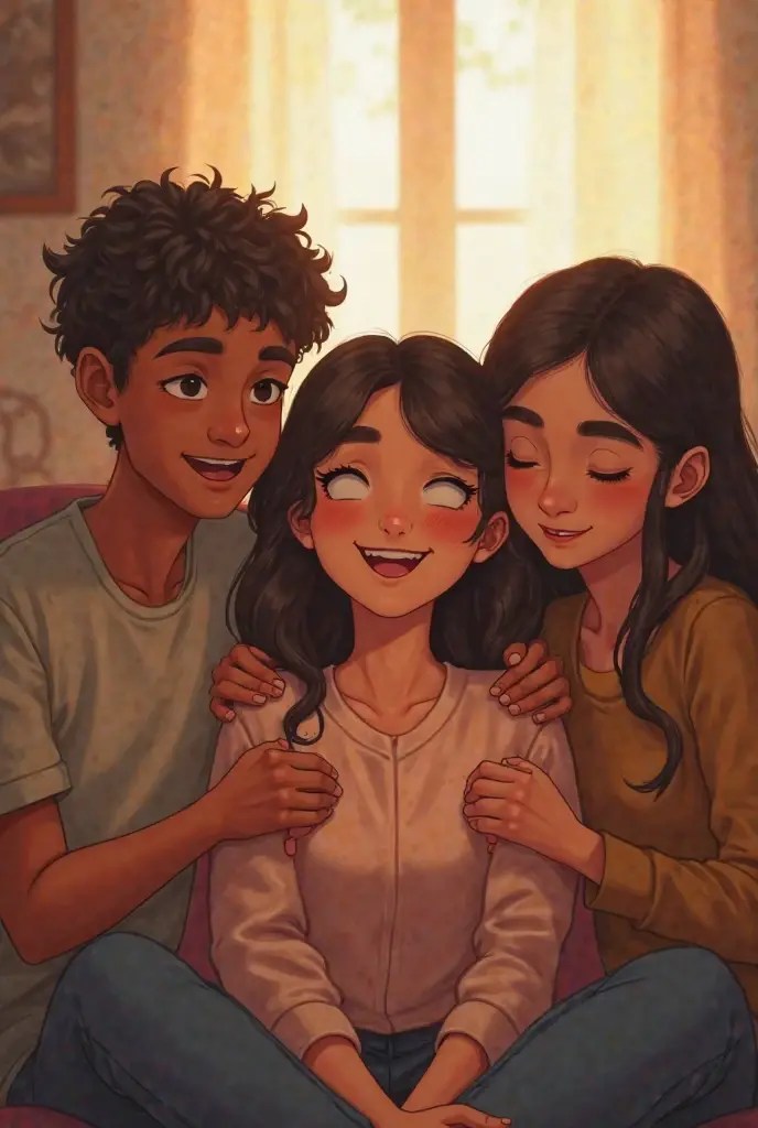 A group hug, symbolizing support.