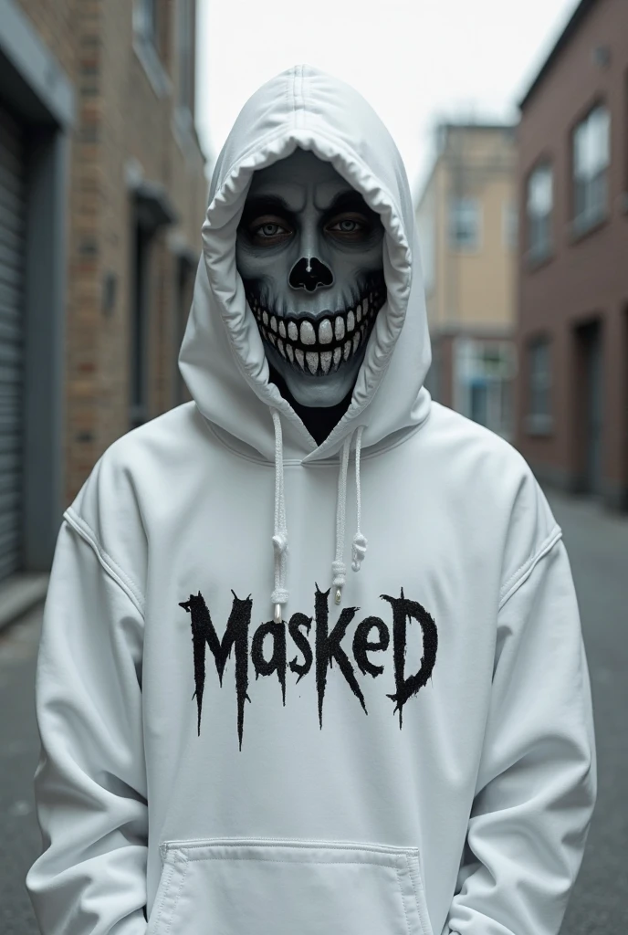 A horror manga image, a figure (on the right) hooded in black with a skull mask sleeping in a dark room at night next to another figure (to the left) with bandana with skull teeth in his mouth sleeping together.
