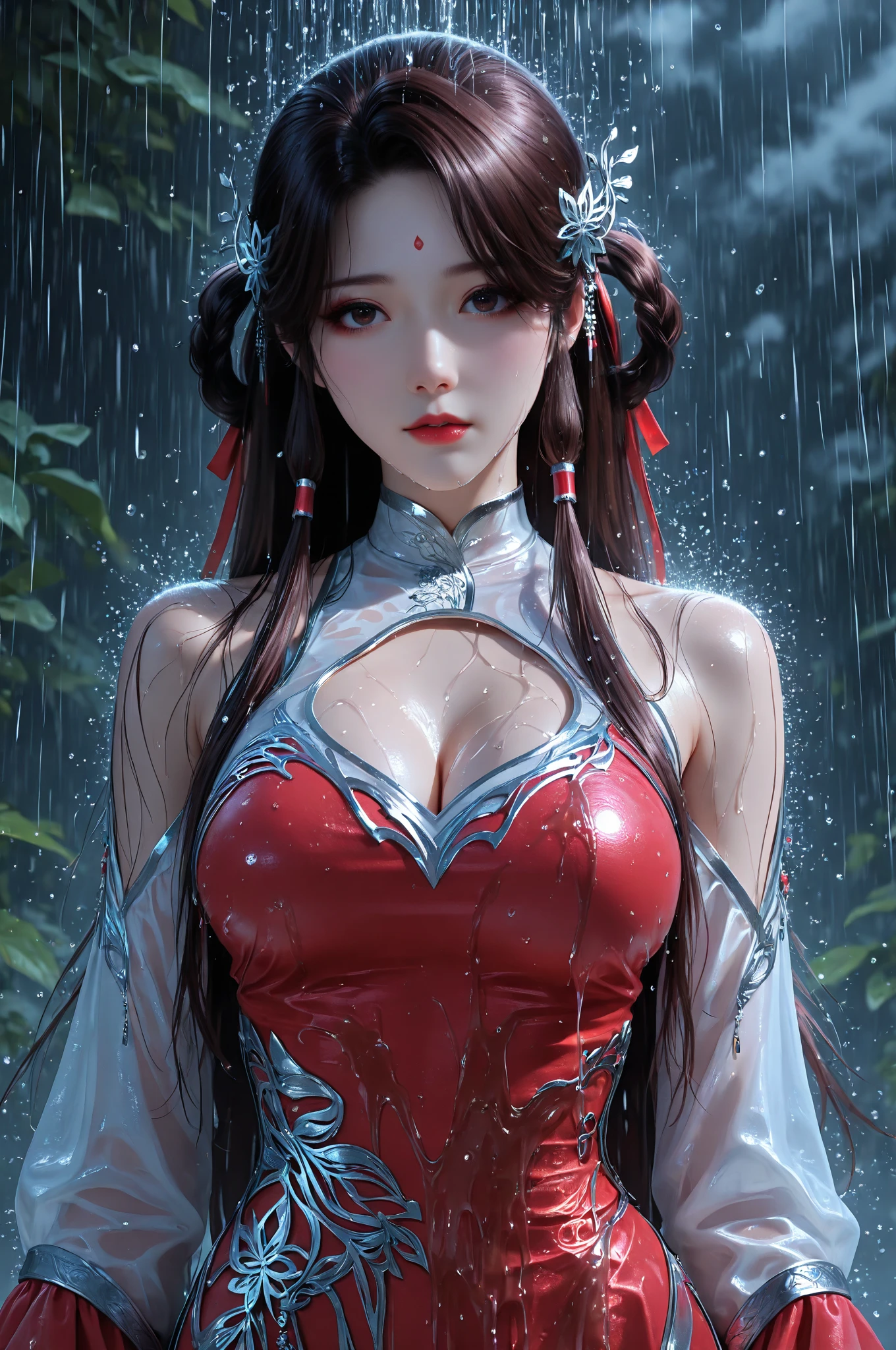 (Best Quality), ((Masterpiece), (Details: 1.4), 3D, HDR (High Dynamic Range), Ray Tracing, NVIDIA RTX, Super Resolution, Unreal 5, Subsurface Scattering, PBR Textures, Post Processing, Anisotropic Filtering, Depth of Field, Maximum Acutance and Acutance, Multilayer Textures, Albedo and Highlight Maps, Surface Shading, Accurate Simulation of Light-Material Interactions, Perfect Proportions, Octane Rendering, Bicolor Light, Large Aperture, Low ISO, White Balance, Rule of Thirds, 8K RAW, Pink Puffiness, NSFW, (Kpop Idol), ((2 Girls Love Each Other)), (Crowd Watching), Exposed, Seductive, Sexy, ((Spider-Man Uniform)), ((Spider-Man Pose)) Movies, Tears, Teardrops, (Torn Clothes: 1.9), (Clear Wet Clothes: 1.8), (Perspective Section: 1.8), Charming Leg Temptation, Droling, Bare Shoulders, Real Rain, Wet Hair,.. Wet transparent pajamas, wet torn panties, breasts coming out, sweaty skin, blushing, (cum in face:1.4), (cum in tits:1.8), (cum in ass:1.4), (on stage), (he's wet), (panties half off)