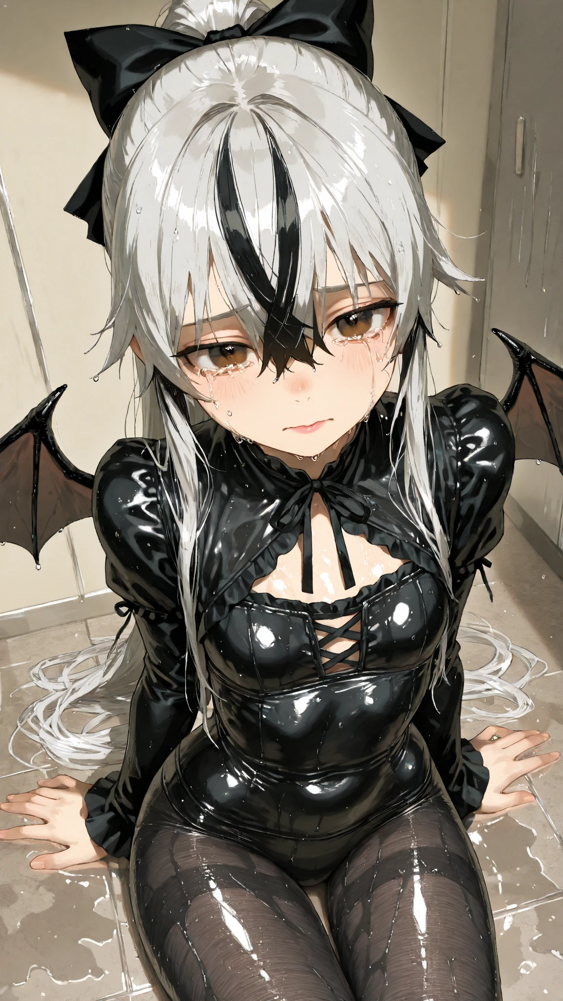 masterpiece,Highest quality,Busty woman in maid outfit,,His penis is longer than his arm.,Penis thicker than arm,futanari,Tentacles extending from behind her. Mechanical tentacles like Giger、Very detailed,Dark Theme,(Queen of the race:1.2),Wicked Smile,Flat Chest,corruption,Dynamic Angle,Sweat,Heavy breathing,Sparkling eyes,Genital tattoos,transparent sleeves,(crowd:1.2),Squat,Spread your legs, Place your arms behind your head,His penis is longer than his arm.,Penis thicker than arm,futanari