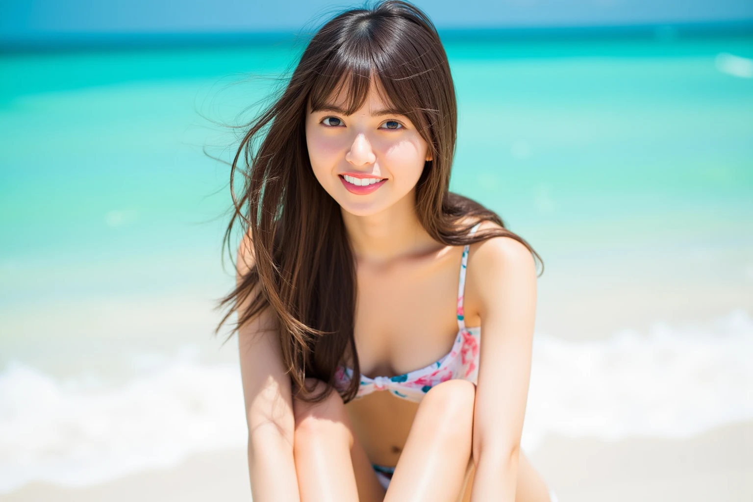 a japanese beauty at the beach