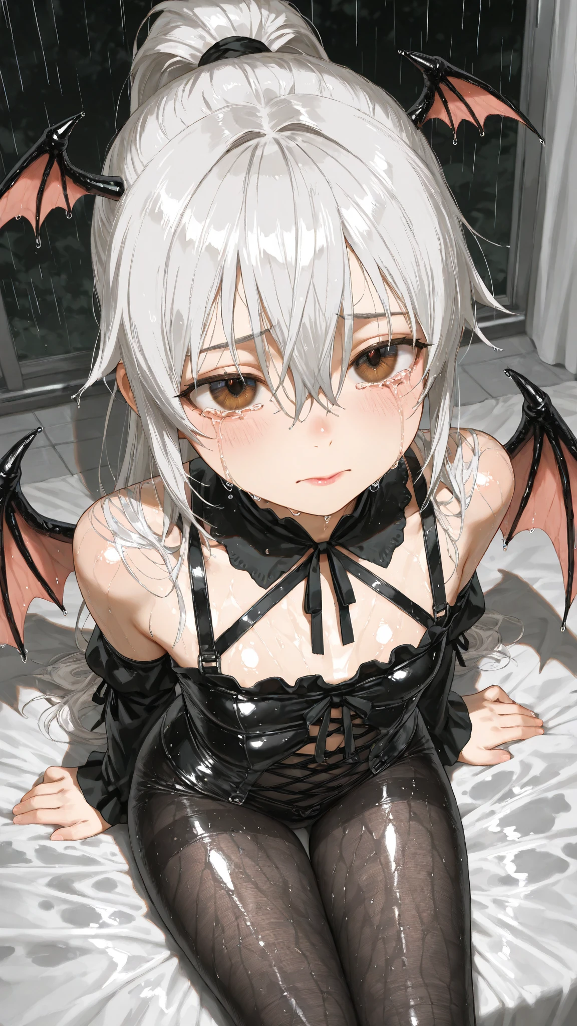 riding on top of you, naked, dominating you. peeing on you, with ahegao face, having control over you, dominating you, cumming on top of you, drooling, with abs, skinny, bouncing up and down, tying you down, not letting you move, succubus, ahegao face, tongoue out, spit coming from tongue, loli, femdom, spits on your, pussy naked, pussy showing, no clothes, nude, completely naked