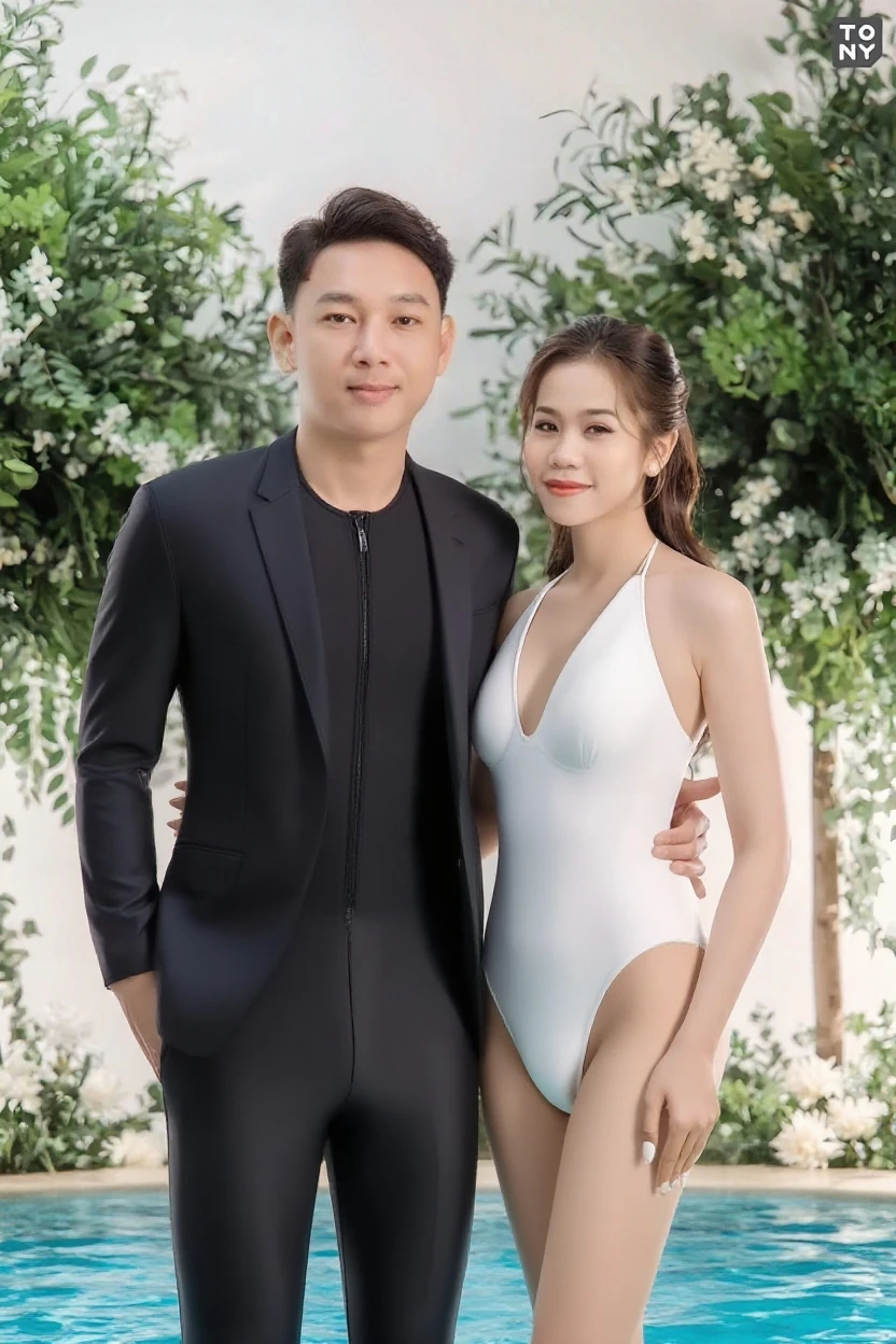 Darskin man and Singaporean woman couple in their thirties 