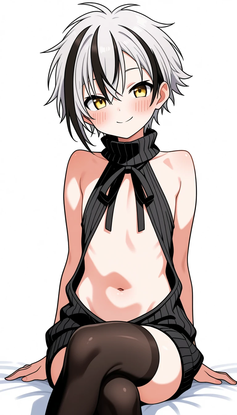 (score 9 up, score 8 up, highest score, highest quality),
 <lora:Mizuryu_Keis_Oideyo_Mizuryu_Kei_Land_Doujin_and_ArtistCG_Artstyle_PonyXL:1>monochrome, greyscale 1boy, femboy, flat chest, looking at viewer, penis bulge, standing,
