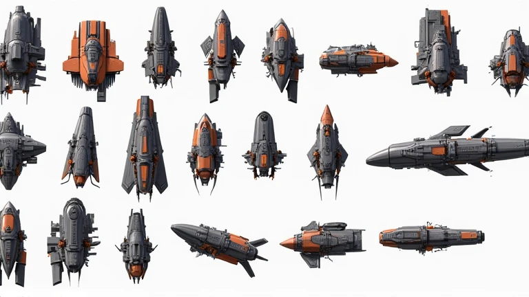 a highly detailed, (scifi)++, (futuristic)++, titan carrier ship spaceship, (full-length top view:1.5), 3d model, white background