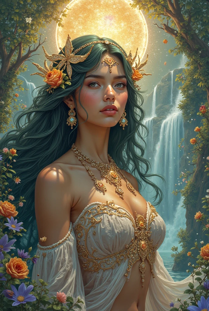 Lisa Frank Art Color, Full Body, Small Breasts, Perfect Buttocks, Beautiful Woman, Multicolored Long Hair, Multicolored Aurora, Art Face by Tom Bagshaw, Emile Vernon Style, Full Body Dynamic Motion Pose, Beautiful Woman with Long Hair, Jewelry gold, oil painting, fantasy, intricate, stunning highly detailed girl by Artgerm and Edouard Bisson, beautiful elegant, fantasy, flowers, forest, Highly Detailed, Digital Airbrush, photorealistic, Octane Rendering, black hair, black lips, gothic, rapunzel hair long, long golden and black hair, long golden and black hair, Digital Painting, soft skin wide eyes watercolor, style, sketch, Watercolor paiting, Watercolorist, Portrait of a beautiful girl with long curly hair, Vintage cartoon, GHIBLI , Artgerm, WLOP , Alphonse Mucha Intricately detailed hyper-detailed dynamic lighting Splash art trend in triadic colors Artstation Volumetric lighting Unreal Engine 5, See-through clothing, slight smile,, legs spread, View of pubic hair, 1 sexy girl in see-through forest clothing, breasts exposed, Open transparent T-shirt, Tattoos of mandalas and flowers, The best quality,