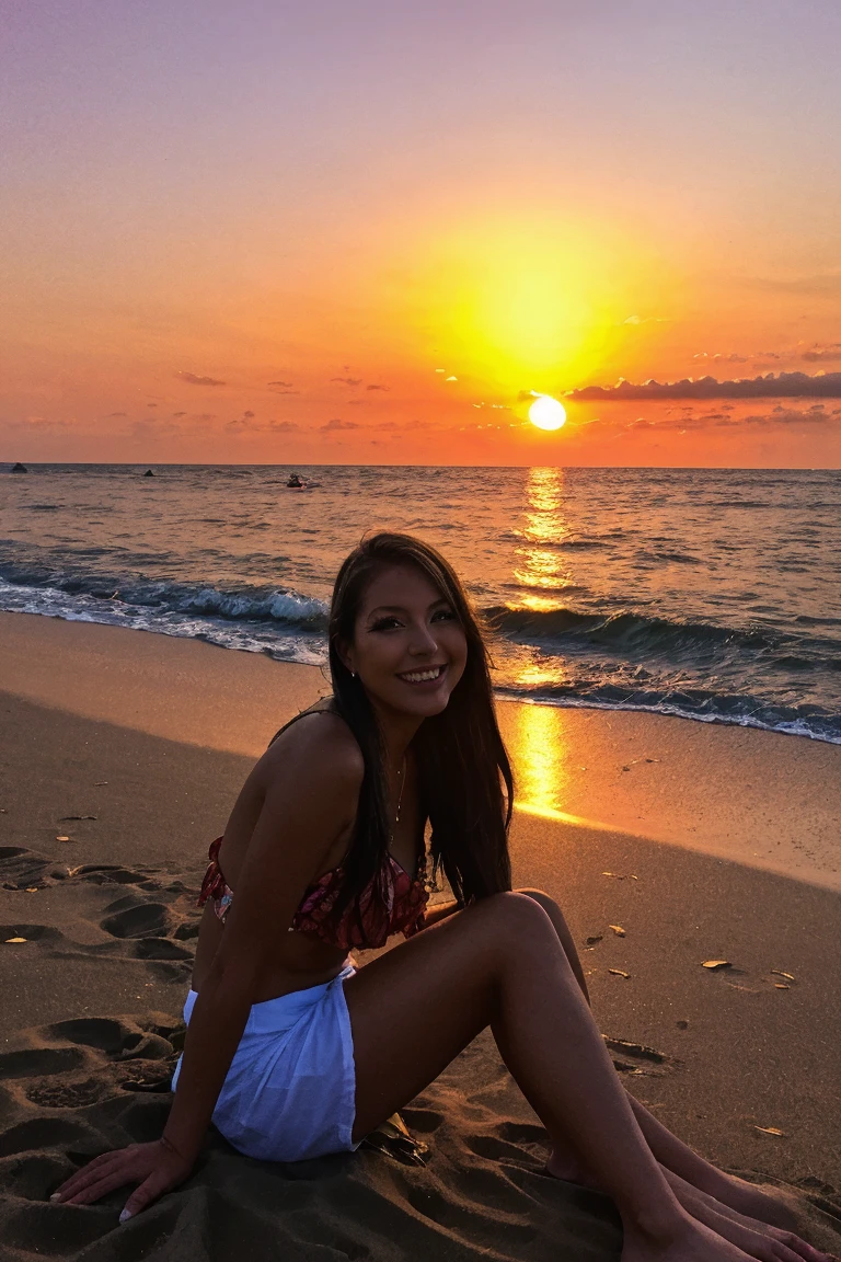 arafed woman sitting in a chair on a beach at sunset, attractive woman, photo of a beautiful woman, gorgeous woman, attractive female, gorgeous beautiful woman, relaxing on the beach at sunset, on the beach at sunset, on the beach during sunset, attractive girl, at the beach on a sunset, beautiful woman, woman on the beach, at beach at sunset