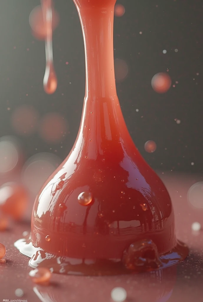 A red liquid in a glass capsule breaking and running across the floor 