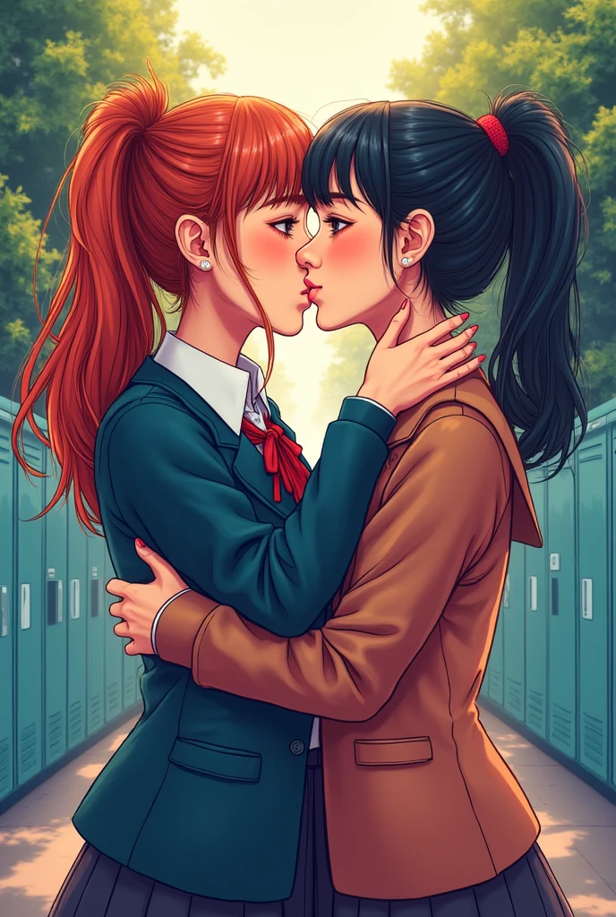 a close up of a woman kissing a woman in a room, netflix, kissing together cutely, kissing, kissing, romantic!!!, still high quality film, kissing together, the kiss, ❤🔥🍄🌪, comely, They are in love, Panas, kiss, Romance, film, instagram pPanaso, comely gorgeous