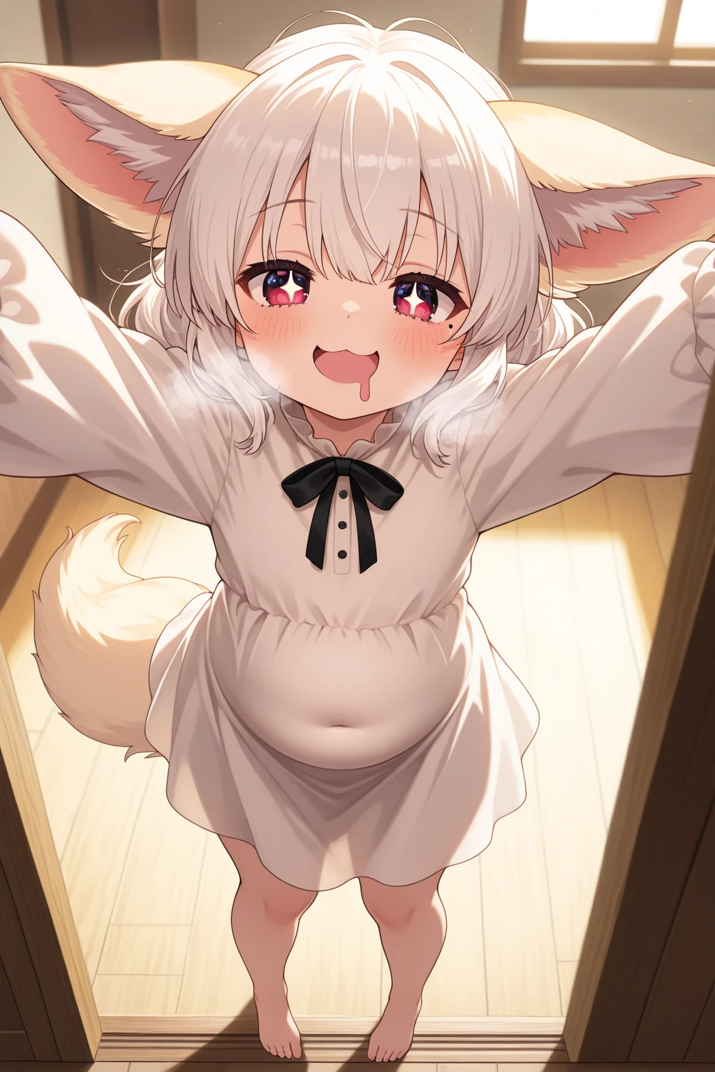 score_9, score_8_up, score_7_up, source_anime, 1girl, solo, nanachi-helmetless,narehate, nanachi (made in abyss),green eyes,white hair,sidelocks,long hair,furry,tail,animal ears ,erect nipples, hard nipples, black stockings, ahegao, nude, huge ass,blushed, wide hip, street, prostitution, wet, nude, filled condom belt