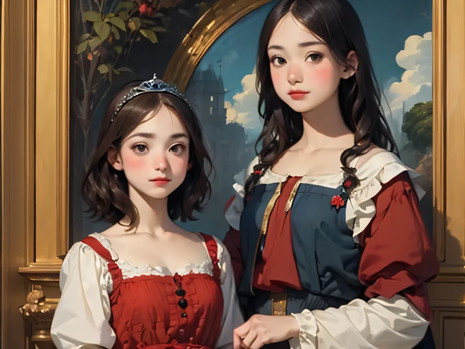 397 ((The Young Princess and the Young Prince)),(short hair),(Neat hair),(Ultra High Definition),(Opulent Palace),(Leonardo da Vinci Style Painting)
