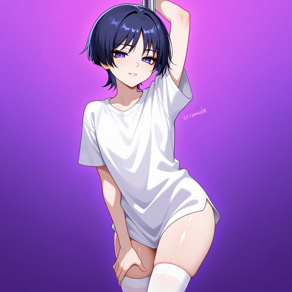 40 generations, light magenta polo shirt, No bra, lower body, Japanese, very short, no pubic hair, No panties, beautiful breasts, Shyness, embarrassment, trouble, beautiful