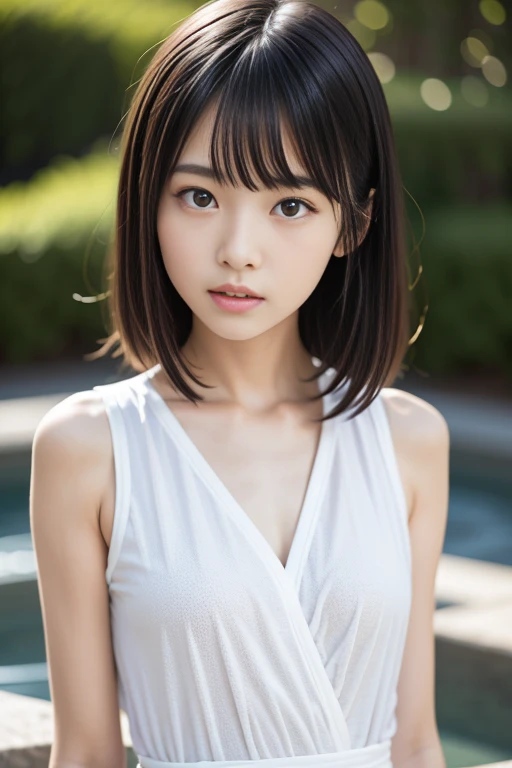 最high quality、high quality、Best image quality、8k、最High resolution、High resolution、最high quality、masterpiece、Detailed and realistic human body、Detailed and realistic skin、Realistic face in every detail、Realistic reproduction of every detail、Detailed and realistic lips、Detailed and realistic ears、Detailed and realistic hair、Detailed and realistic weapons、Realistic reproduction of every detail、Realistic fingers in every detail、(Beautiful Hands)、Realistic feet down to the last detail、((Beautiful Japanese Girl))、(Japanese Model), (Japanese women)、((24 year old beautiful girl))、(Black Hair)、(Medium Bob Hair)、((whole body))、((Beautiful breasts))、(Slim Style)、(whole body光沢肌)、(Fair skin)、White towel、tiny towel、((tiny towelを身体に巻きつける))、((tiny towelのドレス))、(Soft natural light)、(桜の側のOpen-air bath)、(Open-air bath)、(Realistic rock bath)、(Onsen Girls)、(Sit in the hot spring)、(Crystal clear water)、(Shimizu)、